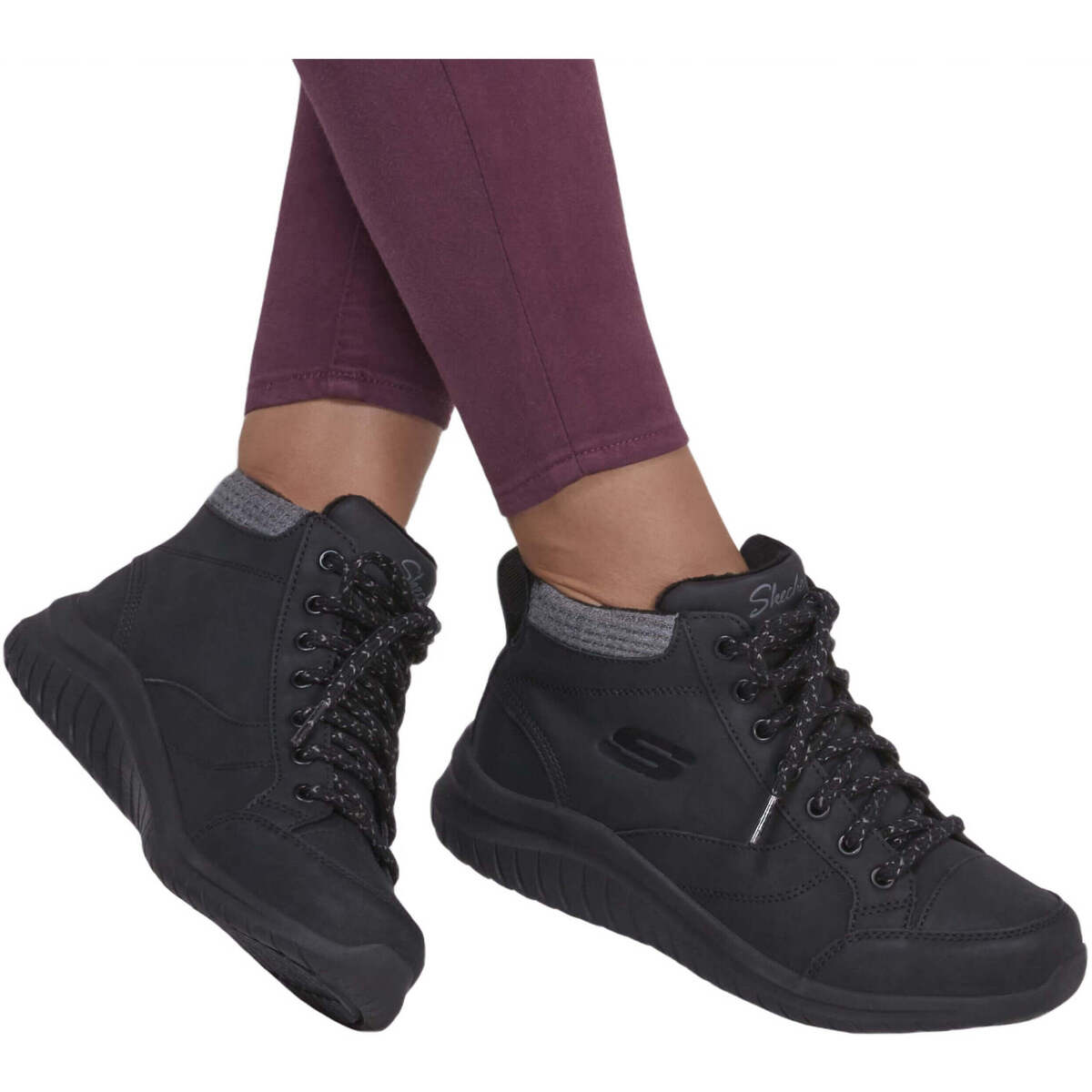 SKECHERS ULTRA FLEX 2.0 SOCIAL CREW Botas Cortas Mujer NEGRA - Imagen 5